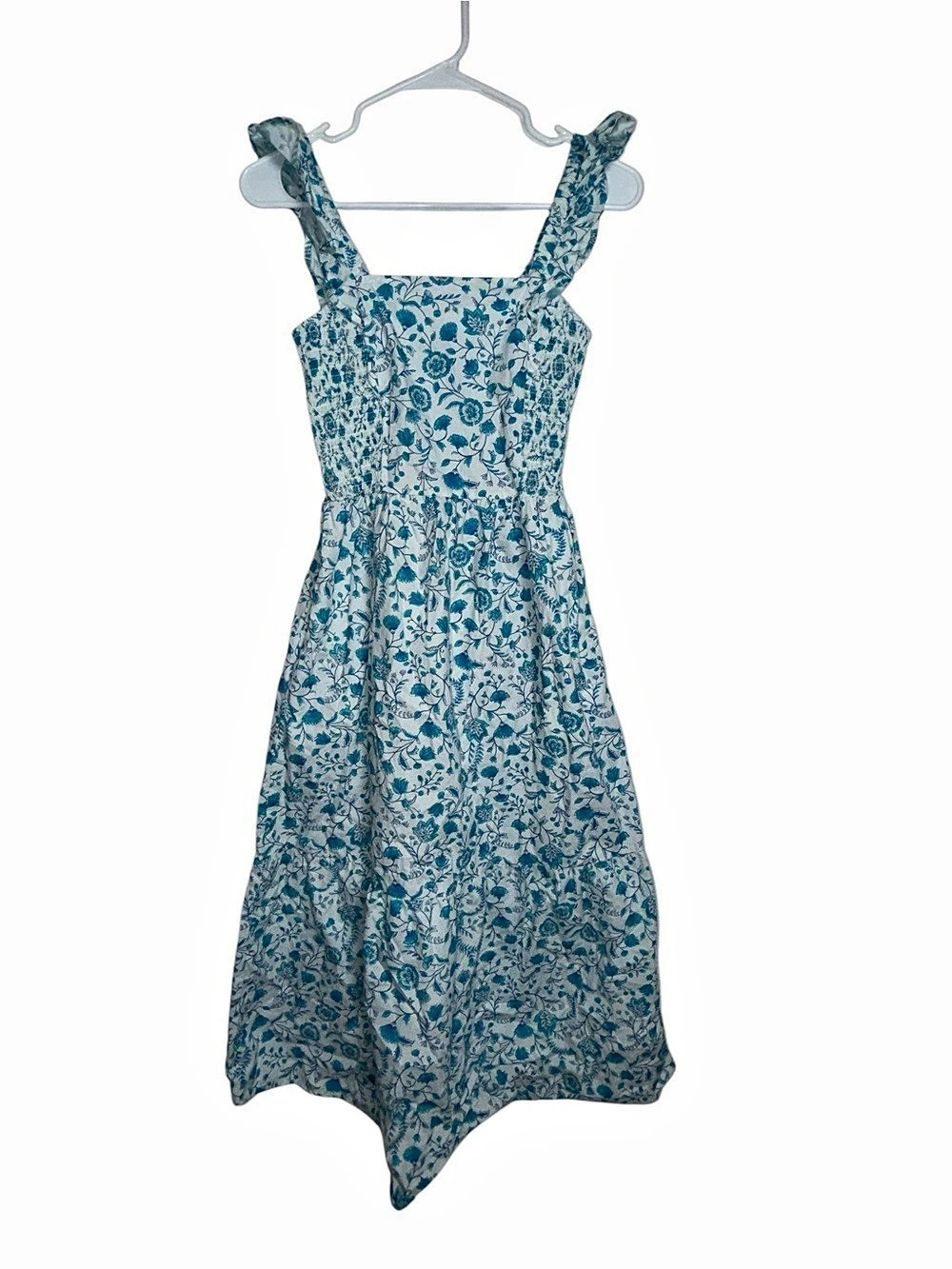 Draper James Floral Midi Dress in Blue & White Size XS